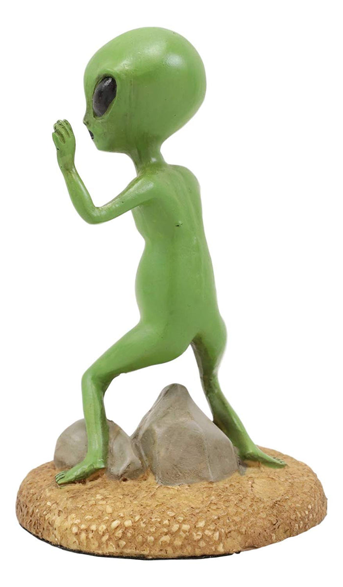 Ebros Gift Ebros Gotcha Area 51 Bizarre Green ET Roswell UFO Alien With Hands Up In Surrender Statue 4.5" Tall Extra Terrestrial Halloween Comical Funny Decorative Figurine Or Cake Topper Decoration