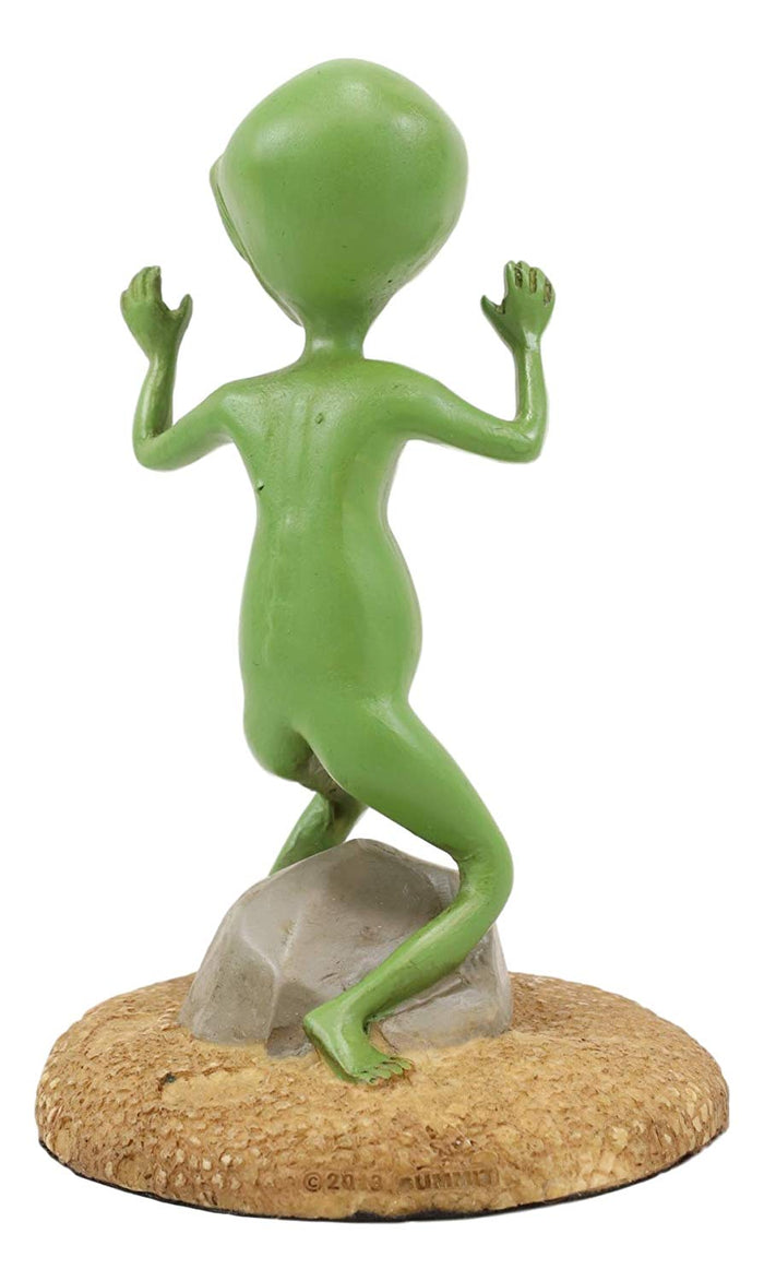 Ebros Gift Ebros Gotcha Area 51 Bizarre Green ET Roswell UFO Alien With Hands Up In Surrender Statue 4.5" Tall Extra Terrestrial Halloween Comical Funny Decorative Figurine Or Cake Topper Decoration