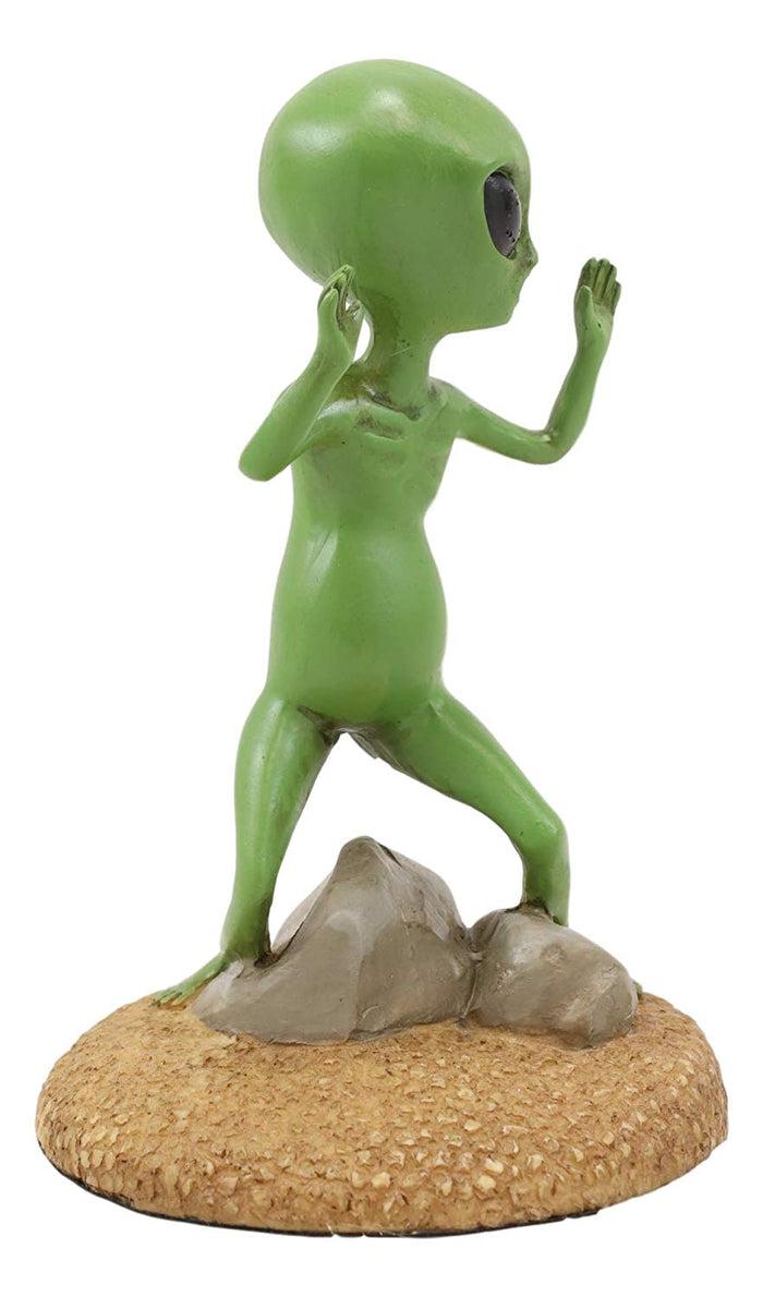Ebros Gift Ebros Gotcha Area 51 Bizarre Green ET Roswell UFO Alien With Hands Up In Surrender Statue 4.5" Tall Extra Terrestrial Halloween Comical Funny Decorative Figurine Or Cake Topper Decoration