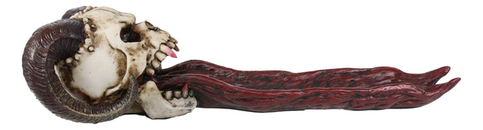 Ebros Gift Ebros Goth Vampire Fanged Ram Horned Skull Demon Tongue Incense Stick Holder Figurine