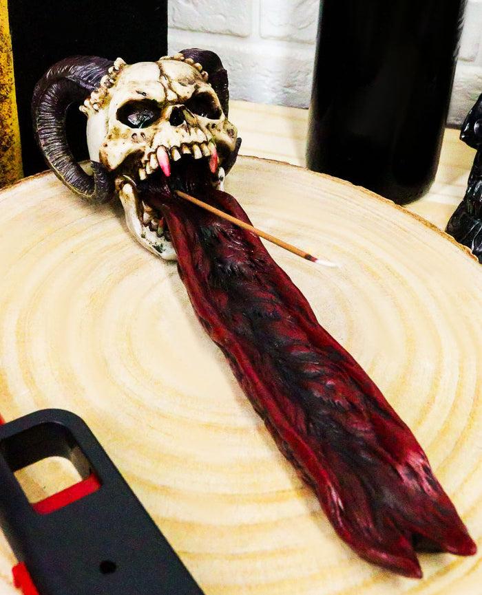 ebros gift Ebros Goth Vampire Fanged Ram Horned Skull Demon Tongue Incense Stick Holder Figurine