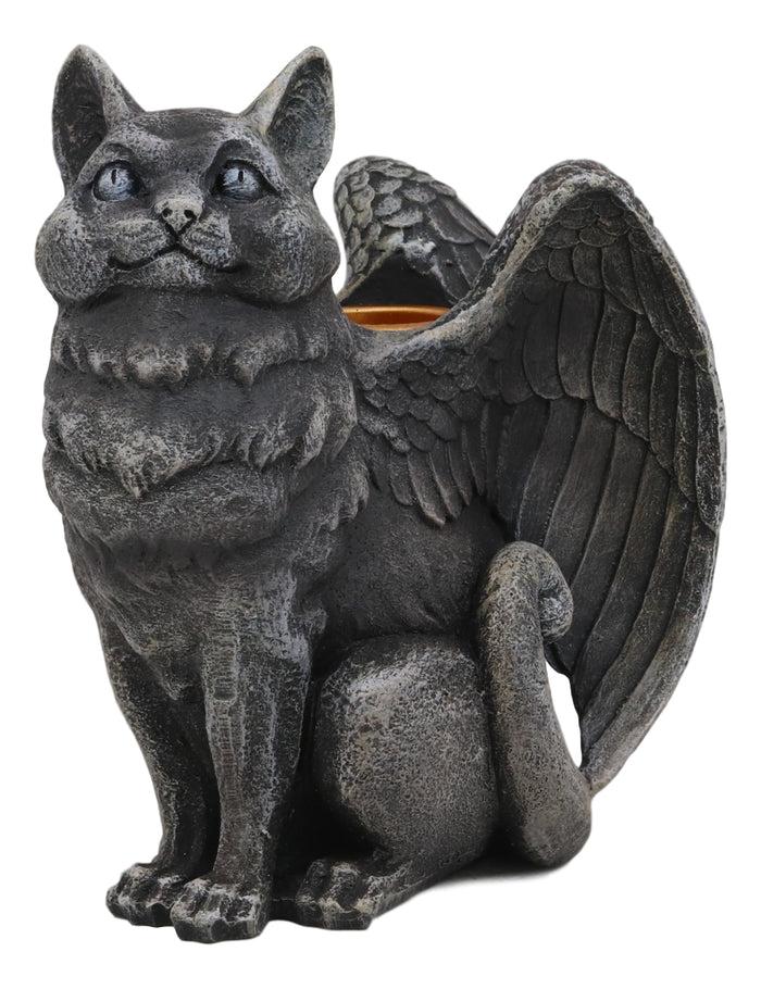 Ebros Gift Ebros Gothic Angel Winged Cat Gargoyle Candle Holder Statue