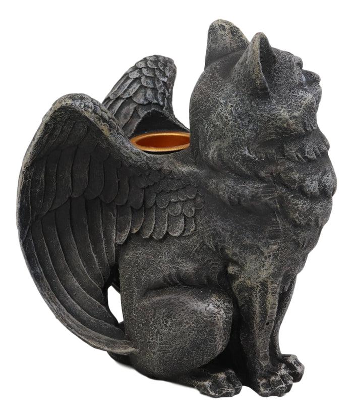 Ebros Gift Ebros Gothic Angel Winged Cat Gargoyle Candle Holder Statue