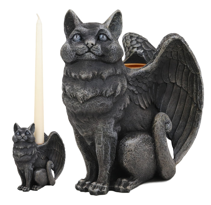 ebros gift Ebros Gothic Angel Winged Cat Gargoyle Candle Holder Statue