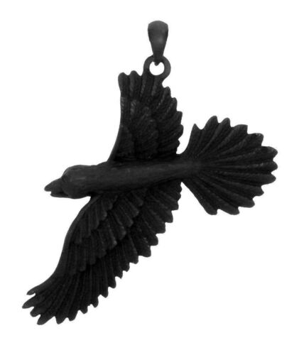 Ebros Gift Ebros Gothic Black Raven Crow Scavenger Pendant Medallion Pewter Necklace