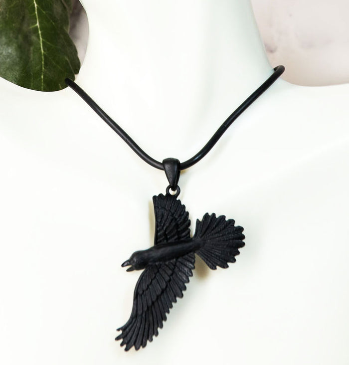 ebros gift Ebros Gothic Black Raven Crow Scavenger Pendant Medallion Pewter Necklace