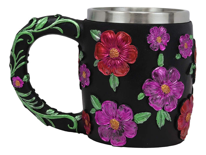 Ebros Gift Ebros Gothic Black Red Pink Green Day Of The Dead Sugar Skull Mug 12 Oz