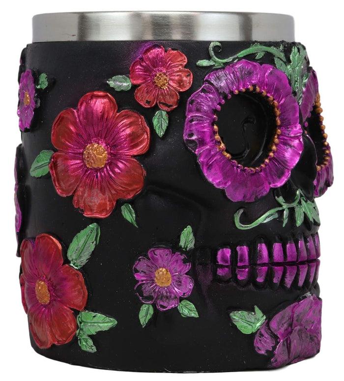 Ebros Gift Ebros Gothic Black Red Pink Green Day Of The Dead Sugar Skull Mug 12 Oz
