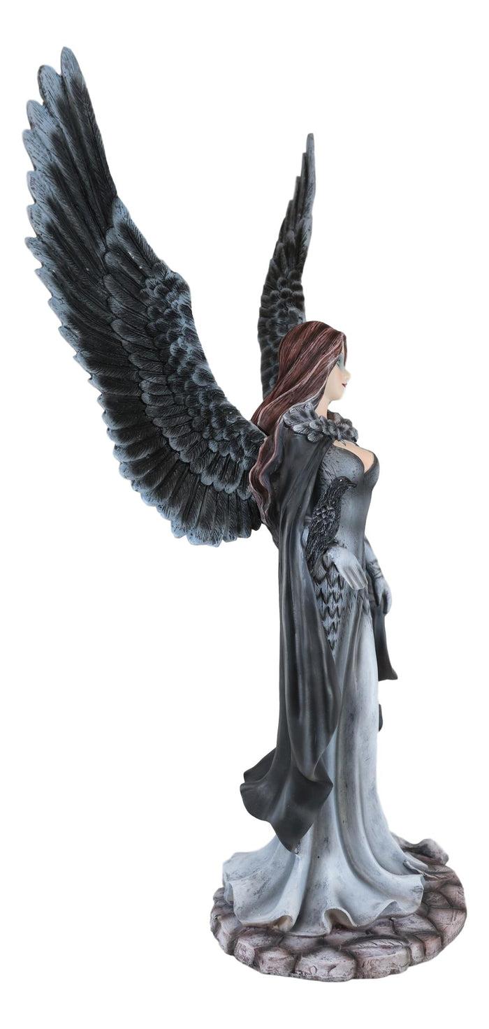 Ebros Gift Ebros Gothic Black Shadow Winged Angel Goddess W/ Raven Figurine Death Gallows