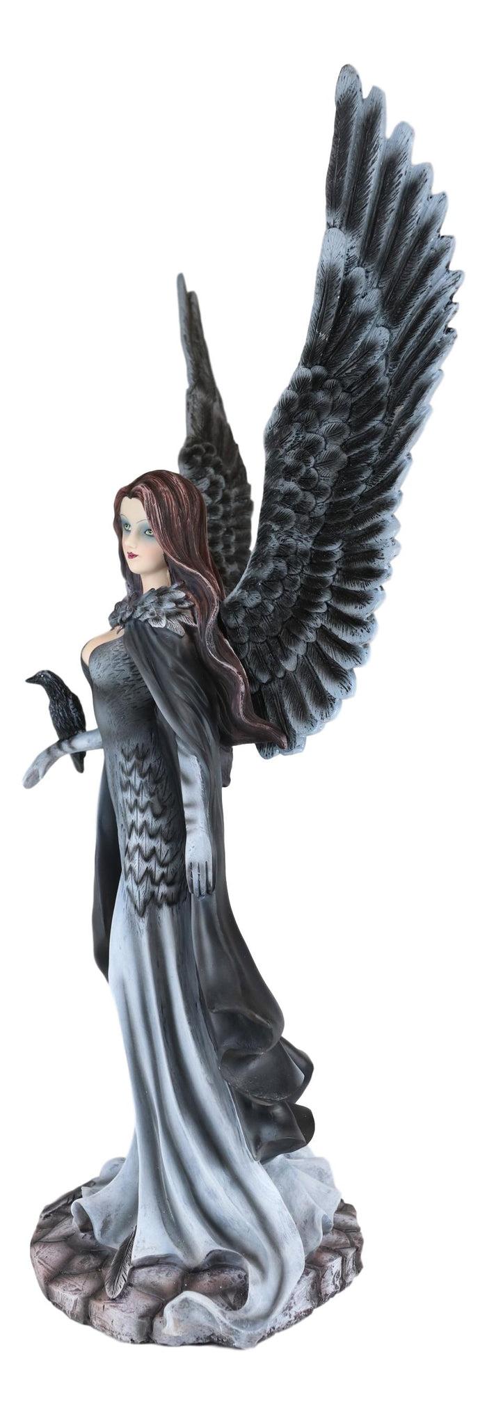 Ebros Gift Ebros Gothic Black Shadow Winged Angel Goddess W/ Raven Figurine Death Gallows
