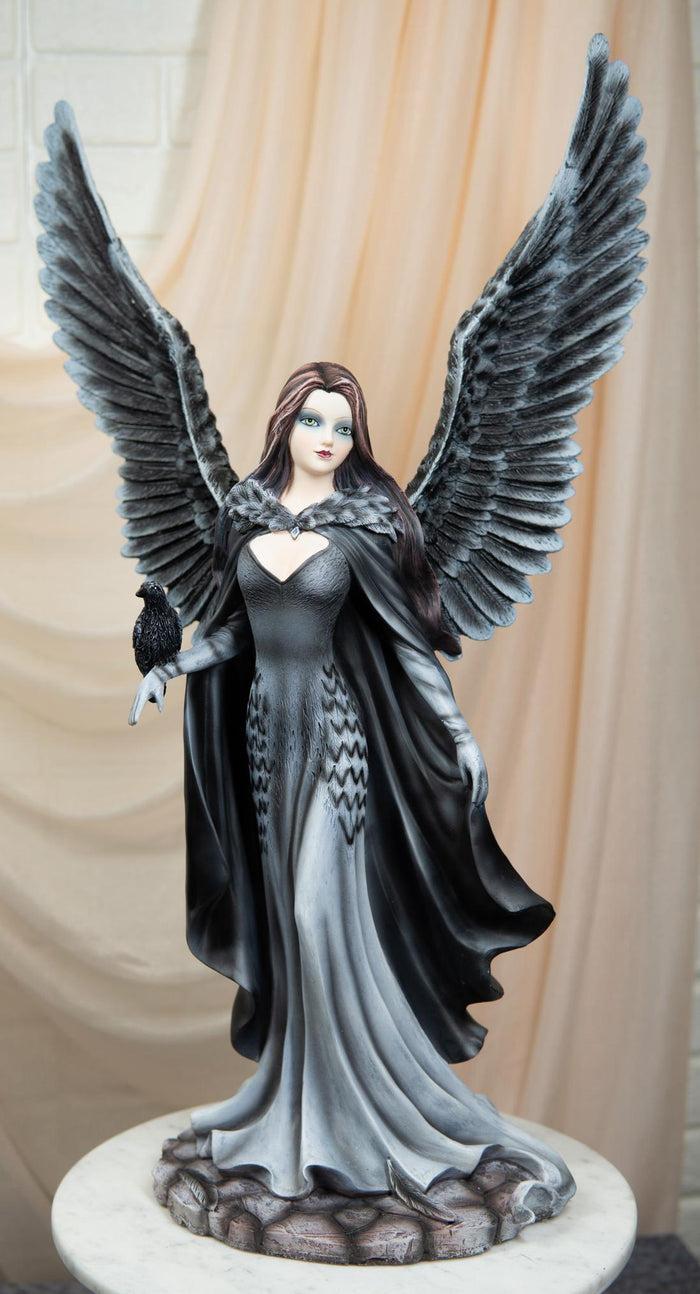 ebros gift Ebros Gothic Black Shadow Winged Angel Goddess W/ Raven Figurine Death Gallows