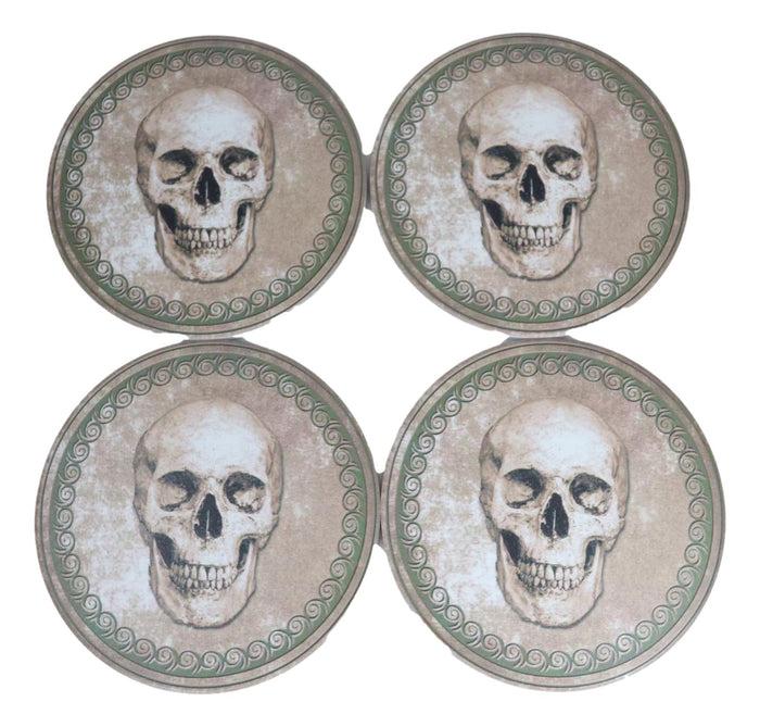 Ebros Gift Ebros Gothic Bone Cream Homosapien Half Skull Base Holder With 4 Coasters Set