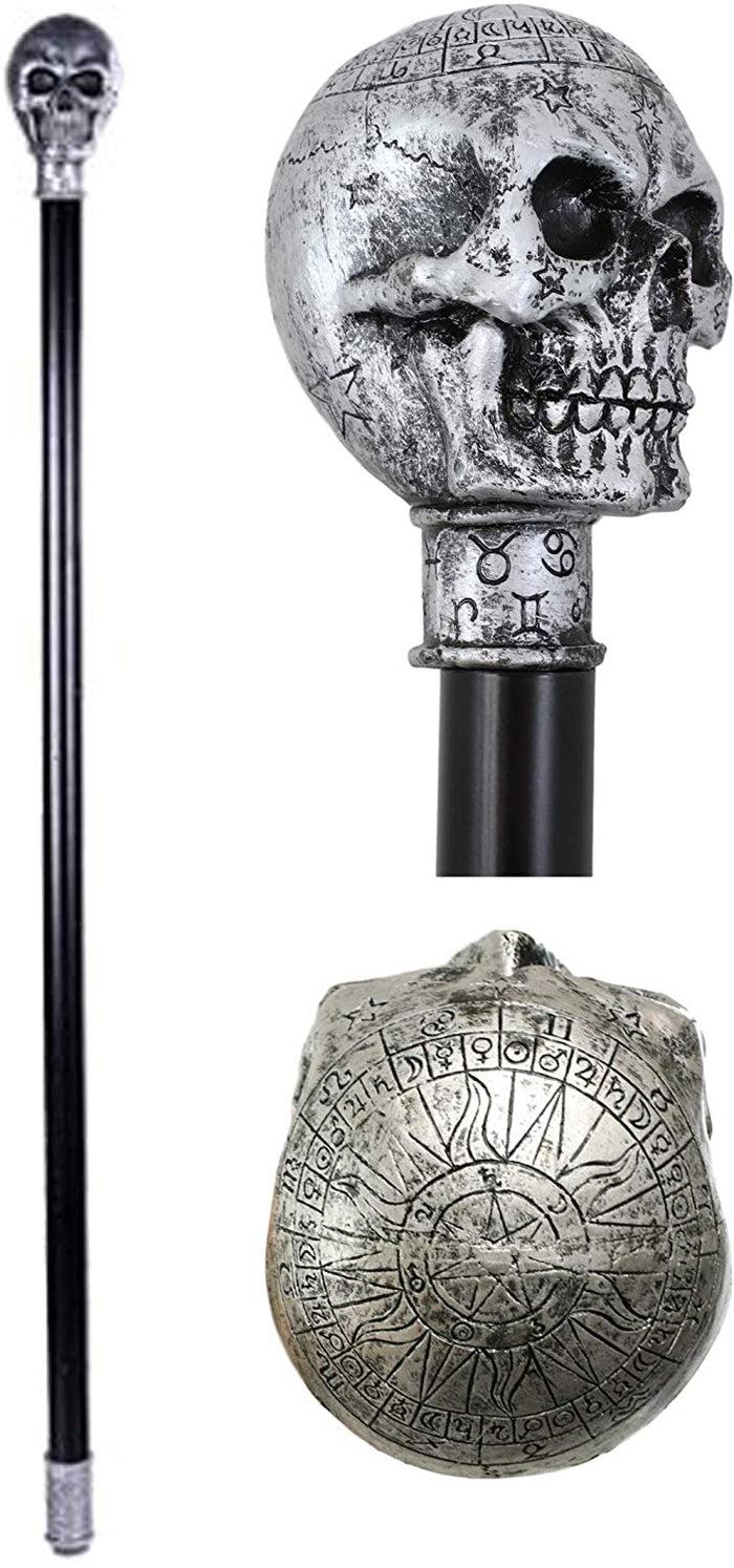 ebros gift Ebros Gothic Celtic Astrology Skull Decorative Prop Walking Cane Accessory
