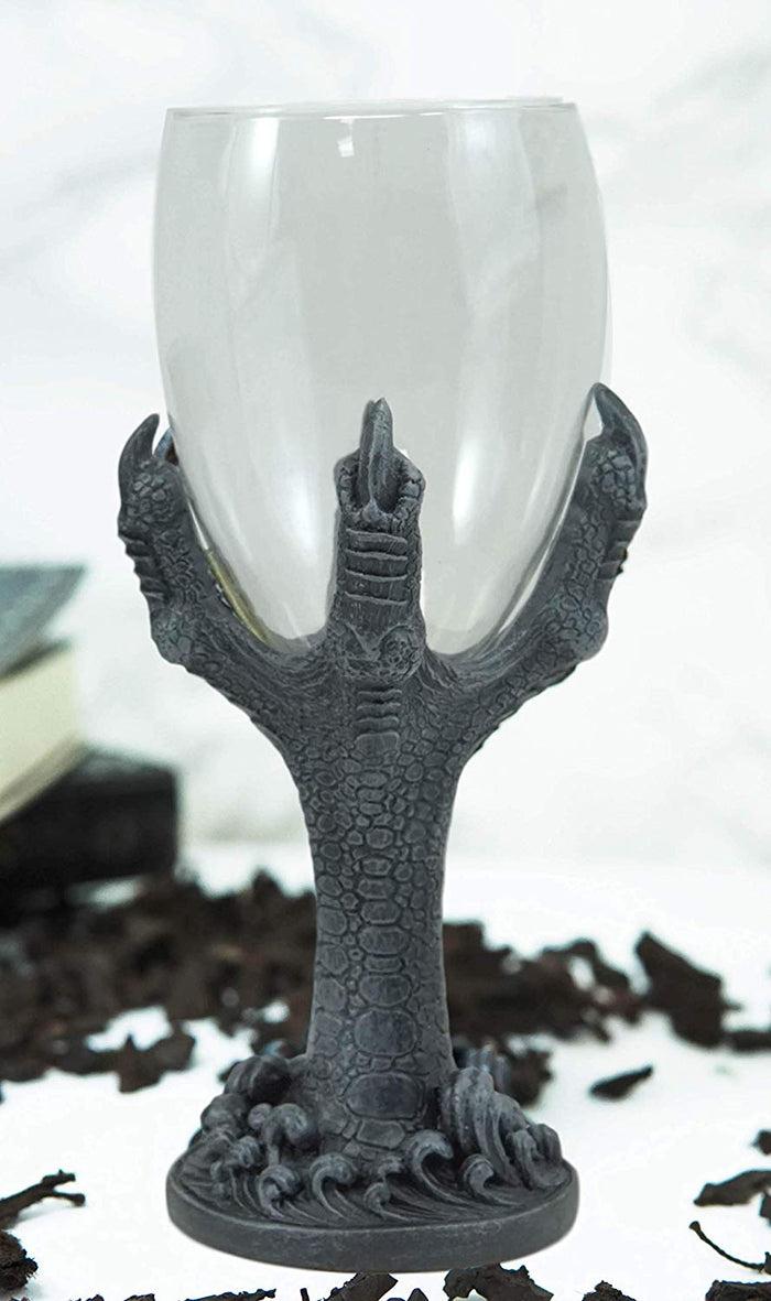 ebros gift Ebros Gothic Dragon Claws 8oz Wine Glass Goblet Chalice Cup