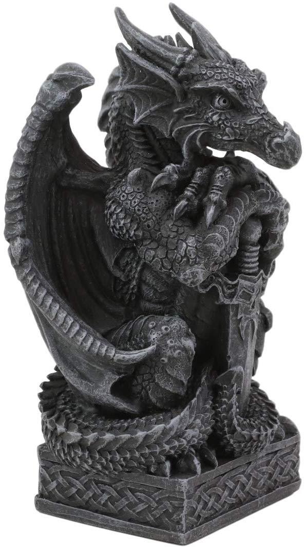Ebros Gift Ebros Gothic Dragon Sentry Gargoyle With Sword Figurine 5.25"H Statue Fantasy