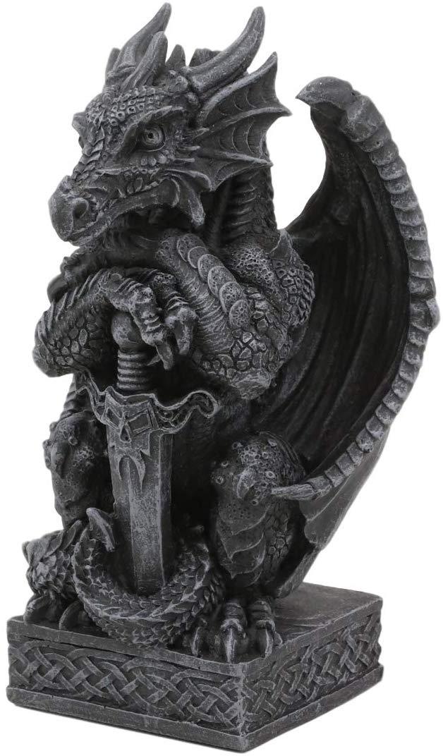 Ebros Gift Ebros Gothic Dragon Sentry Gargoyle With Sword Figurine 5.25"H Statue Fantasy