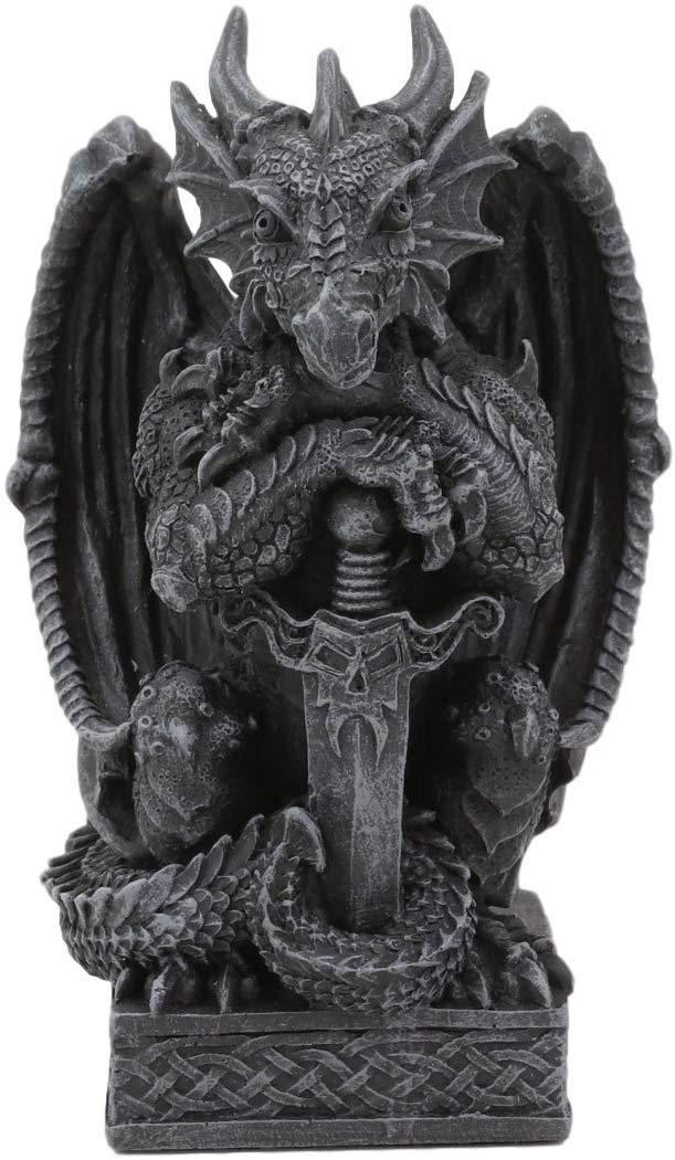 ebros gift Ebros Gothic Dragon Sentry Gargoyle With Sword Figurine 5.25"H Statue Fantasy