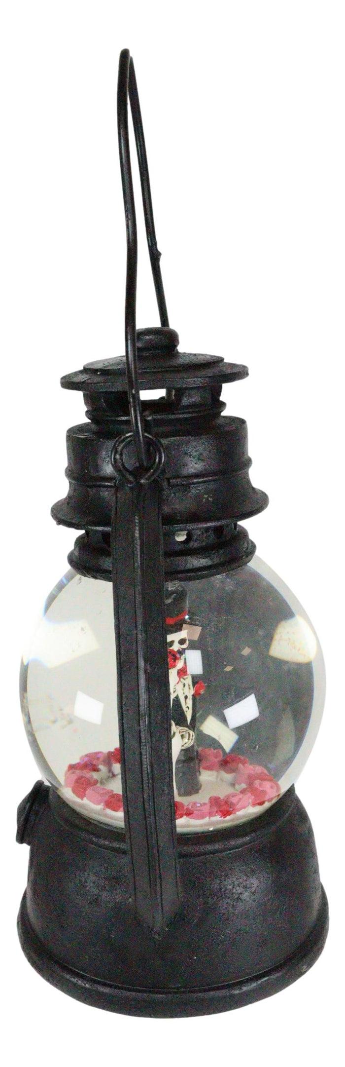 Ebros Gift Ebros Gothic Eternal Skeleton Wedding Couple Water Globe LED Night Lantern