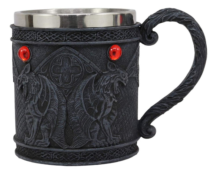 ebros gift Ebros Gothic Notre Dame Cathedral Guardian Winged Gargoyle Tankard Coffee Mug 14oz Capacity Gargoyles Tea Beverage Drinking Mug Cup Medieval Renaissance Decor