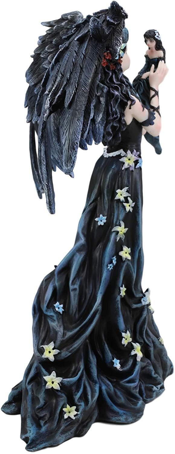 Ebros Gift Ebros Gothic Raven Crow Angel In Black Floral Gown Statue 11.5" Tall Nene Thomas