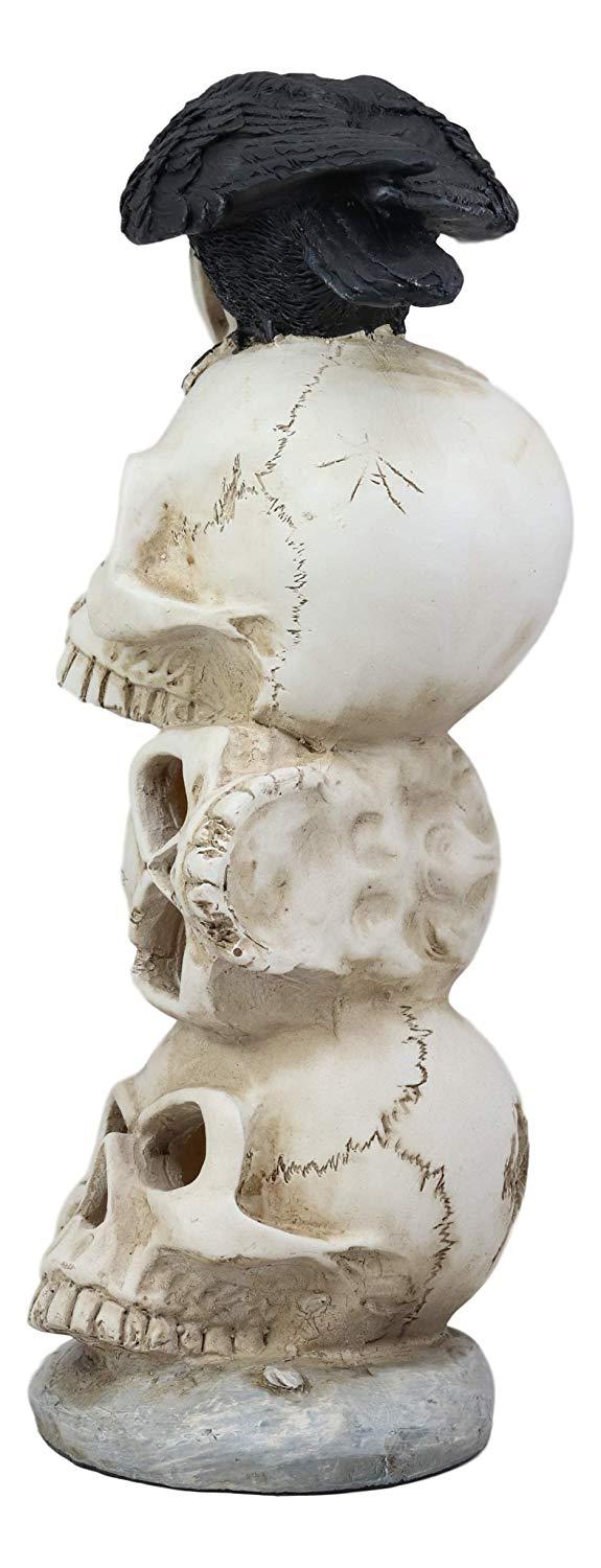 Ebros Gift Ebros Gothic Raven Crow Bird Perching On Totem Stacked Skulls With LED Light Statue
