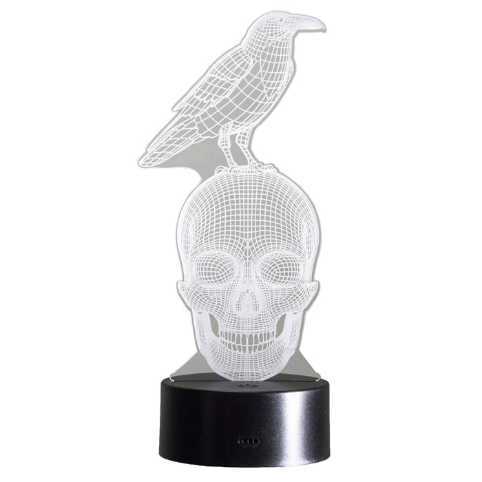Ebros Gift Ebros Gothic Raven On Grinning Skull Acrylic Art Panel Colorful LED Night Light