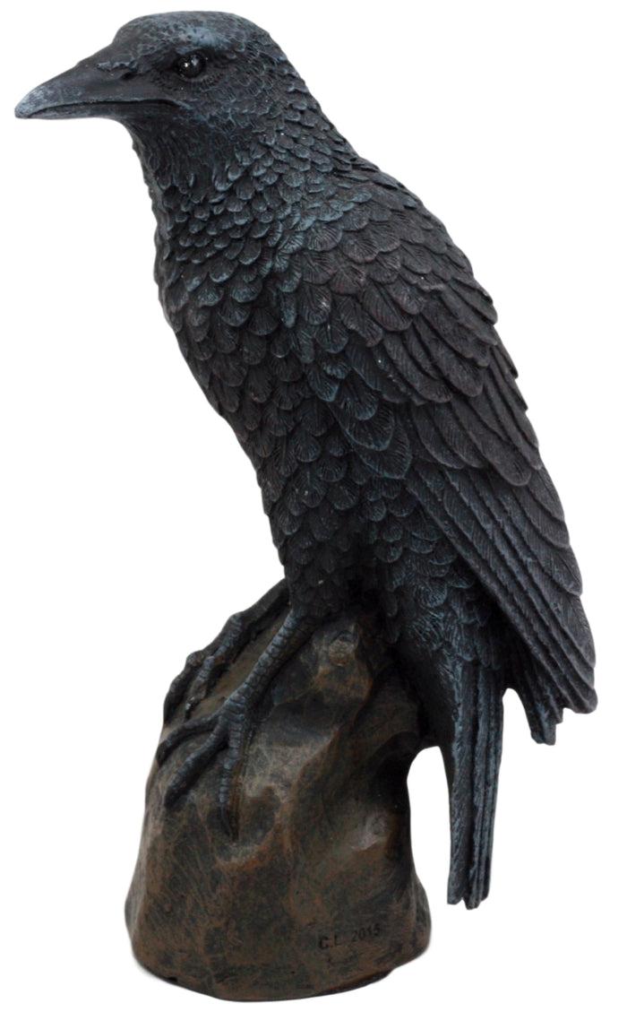 Ebros Gift Ebros Gothic Raven Statue Crow Scavenger Bird Perching On Rock Figurine 6"H