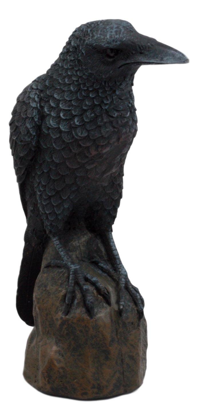 Ebros Gift Ebros Gothic Raven Statue Crow Scavenger Bird Perching On Rock Figurine 6"H