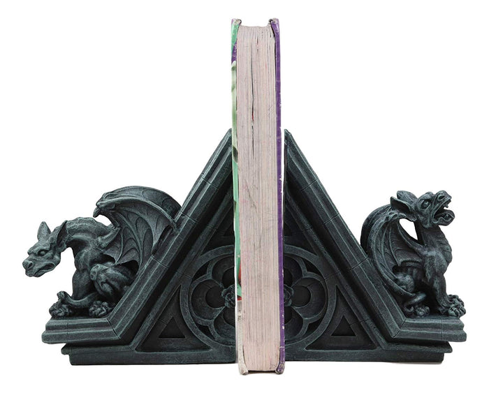 Ebros Gift Ebros Gothic Roaring Gargoyles On Rooftop Sculptural Bookends Set 7" High Decor