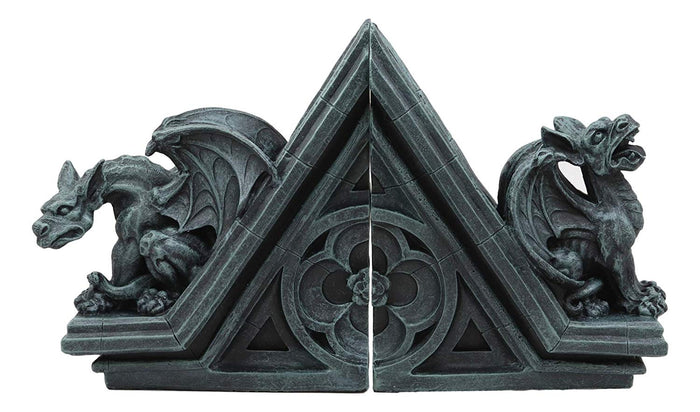 Ebros Gift Ebros Gothic Roaring Gargoyles On Rooftop Sculptural Bookends Set 7" High Decor