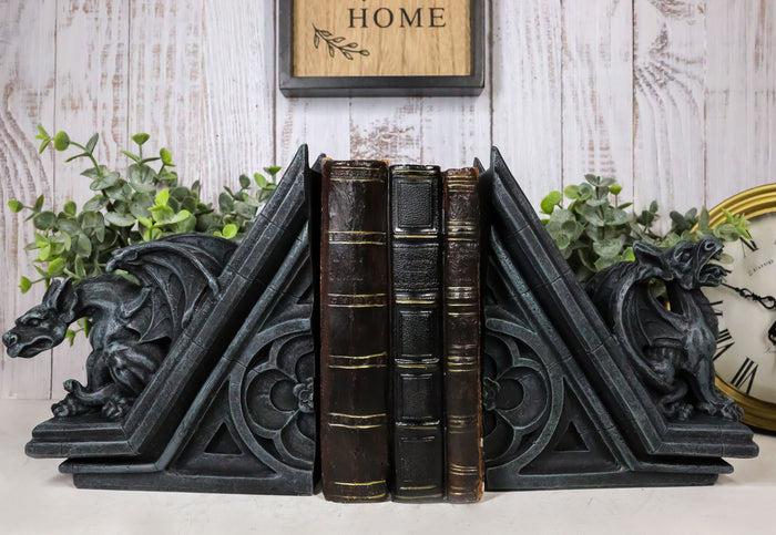 ebros gift Ebros Gothic Roaring Gargoyles On Rooftop Sculptural Bookends Set 7" High Decor