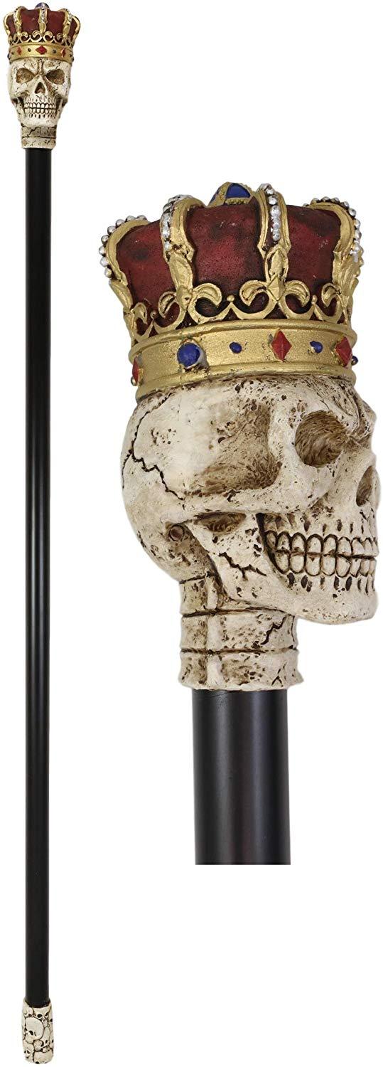 Ebros Gift Ebros Gothic Skull With Royal Regalia Crown Decorative Prop Walking Swagger Cane