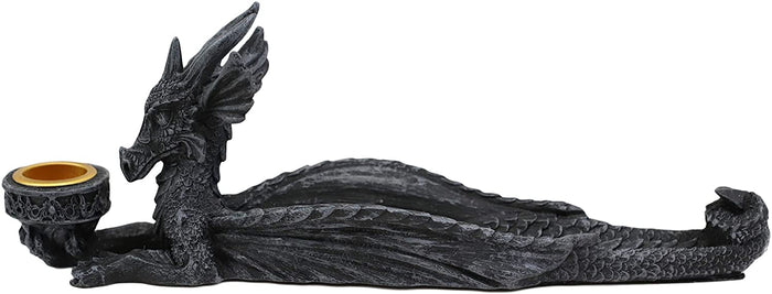 Ebros Gift Ebros Gothic Stony Dragon Incense Burner And Candle Holder Figurine 10" Long