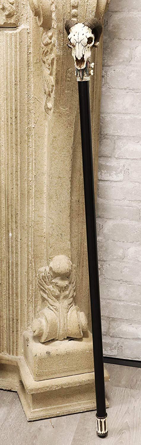 Ebros Gift Ebros Gothic Tribal Ram Horned Skull Decorative Prop Cosplay Walking Cane 38"H