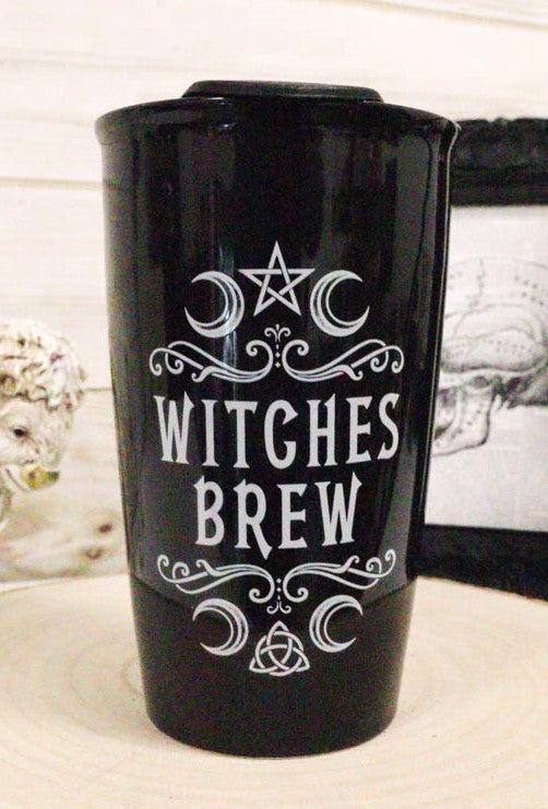 ebros gift Ebros Gothic Triple Moon Pentacle Witches Brew Ceramic Travel Mug Coffee Cup With Lid