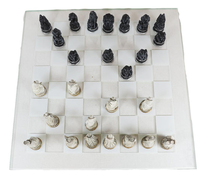 Ebros Gift Ebros Gothic Vampires VS Werewolves Dracula Chess Pieces And Glass Board Set
