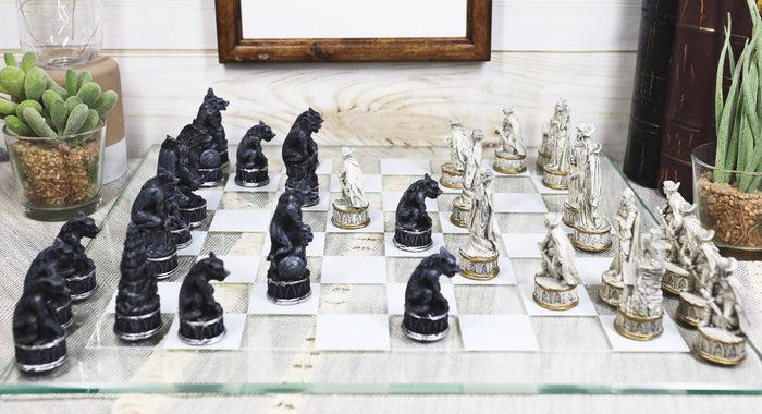 ebros gift Ebros Gothic Vampires VS Werewolves Dracula Chess Pieces and Glass Board Set