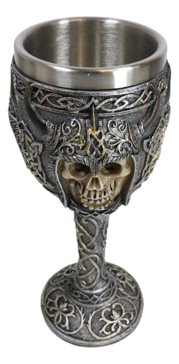 Ebros Gift Ebros Gothic Viking Grinning Skull Wine Goblet With Celtic Knotwork 7.5"H