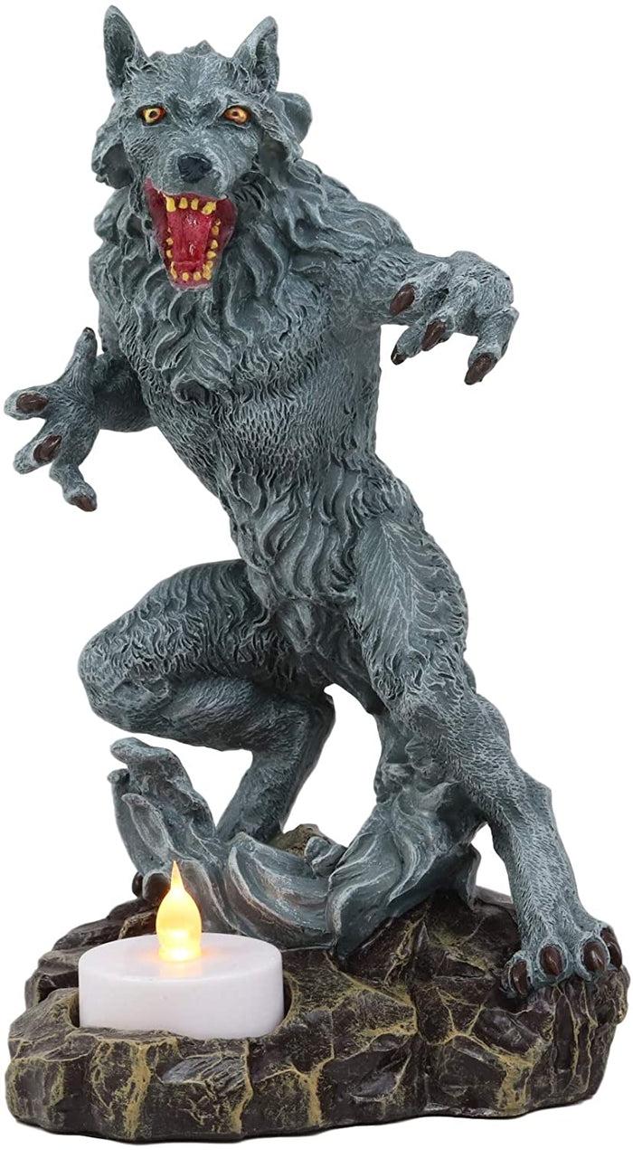 Ebros Gift Ebros Gothic Werewolf Tea Light Candle Holder Statue Lycan Wolf Man Figurine