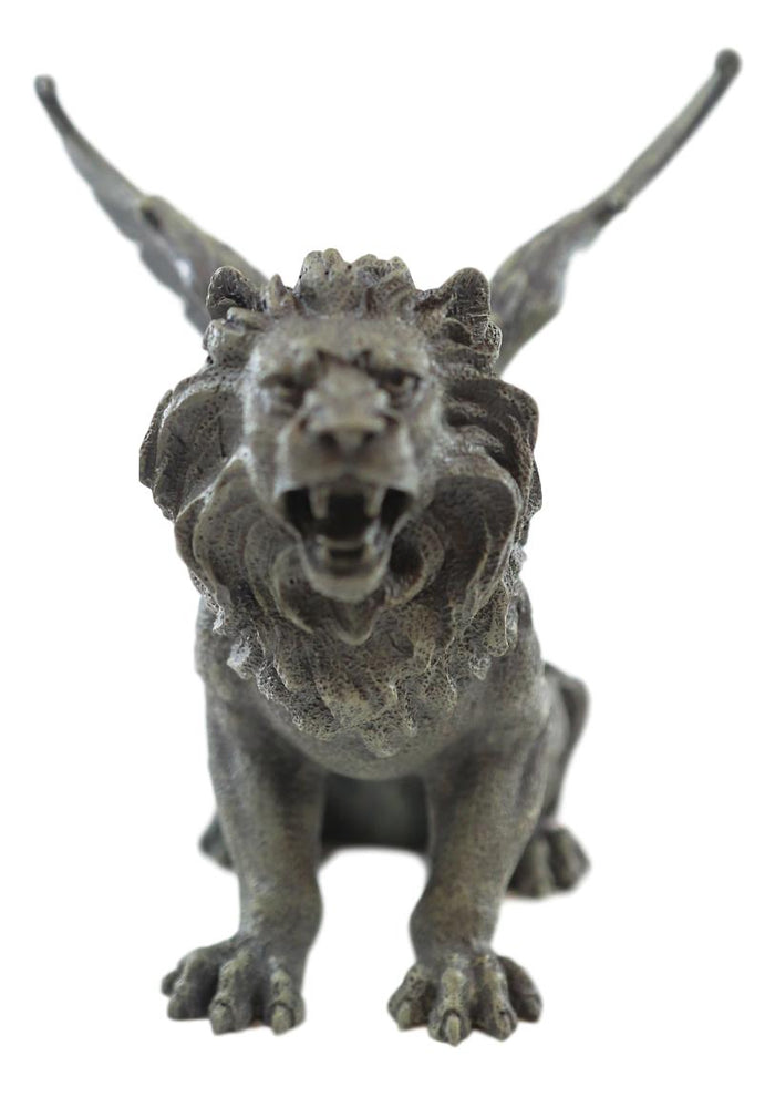 Ebros Gift Ebros Gothic Winged Aslan Roaring Lion Battle War Cry Gargoyle Figurine 7"H
