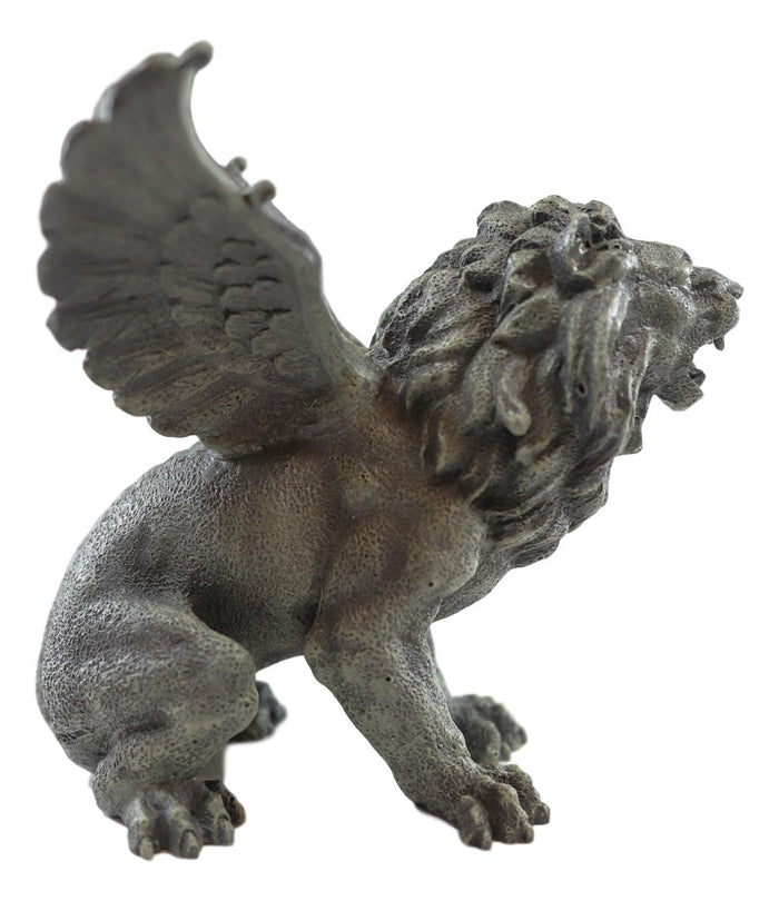 Ebros Gift Ebros Gothic Winged Aslan Roaring Lion Battle War Cry Gargoyle Figurine 7"H