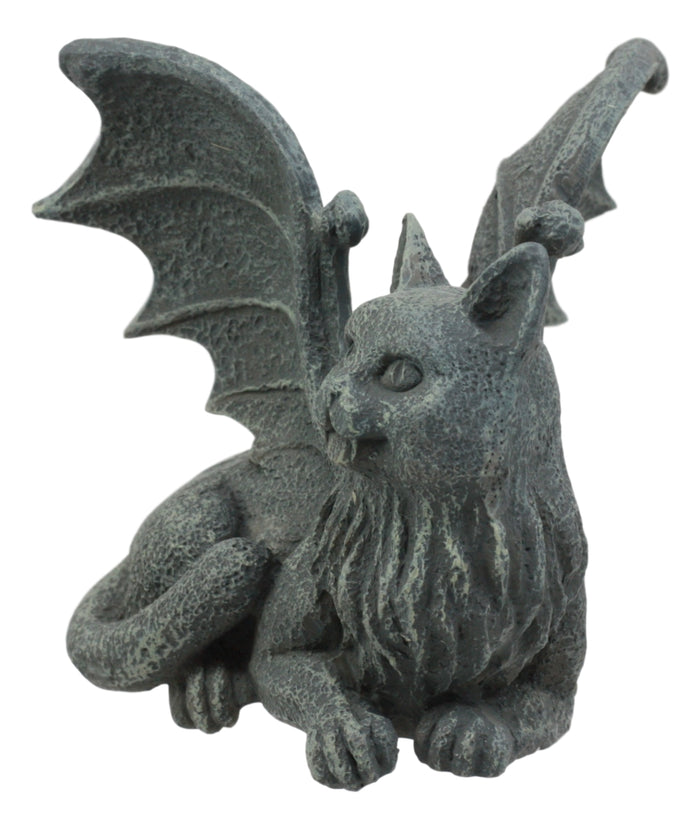 Ebros Gift Ebros Gothic Winged Cat Gargoyle Shelf Sitter Statue 4" Wide PC Monitor Topper Decor Figurine