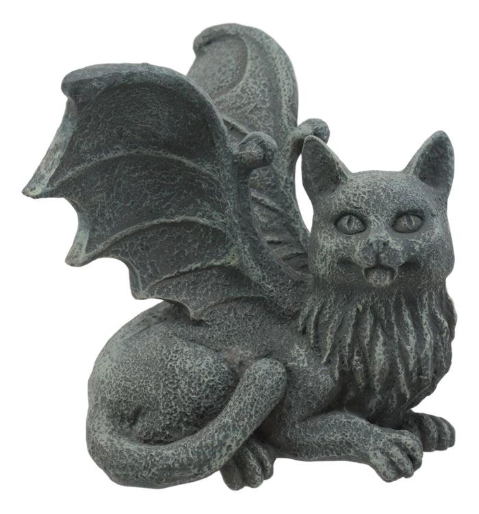 Ebros Gift Ebros Gothic Winged Cat Gargoyle Shelf Sitter Statue 4" Wide PC Monitor Topper Decor Figurine