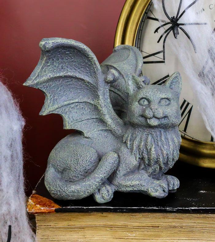 ebros gift Ebros Gothic Winged Cat Gargoyle Shelf Sitter Statue 4" Wide PC Monitor Topper Decor Figurine