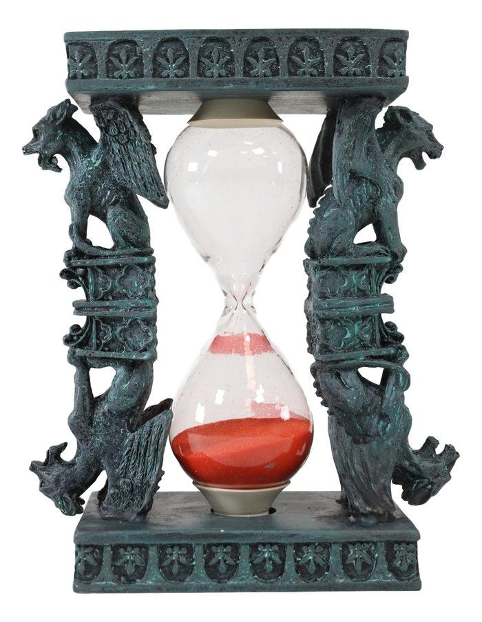 Ebros Gift Ebros Gothic Winged Stoic Gargoyle Pillars Rooftop Invertible Sand Timer Figurine