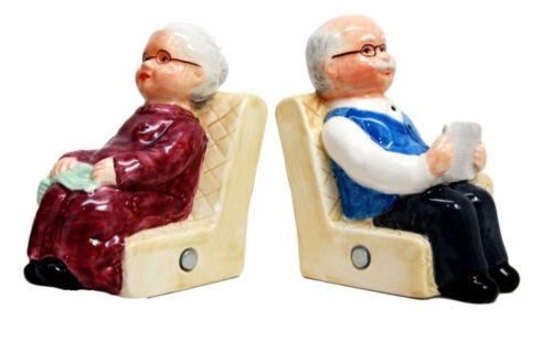 Ebros Gift Ebros Grandma & Grandpa Couple Sofa Past Times Ceramic Salt Pepper Shaker Set