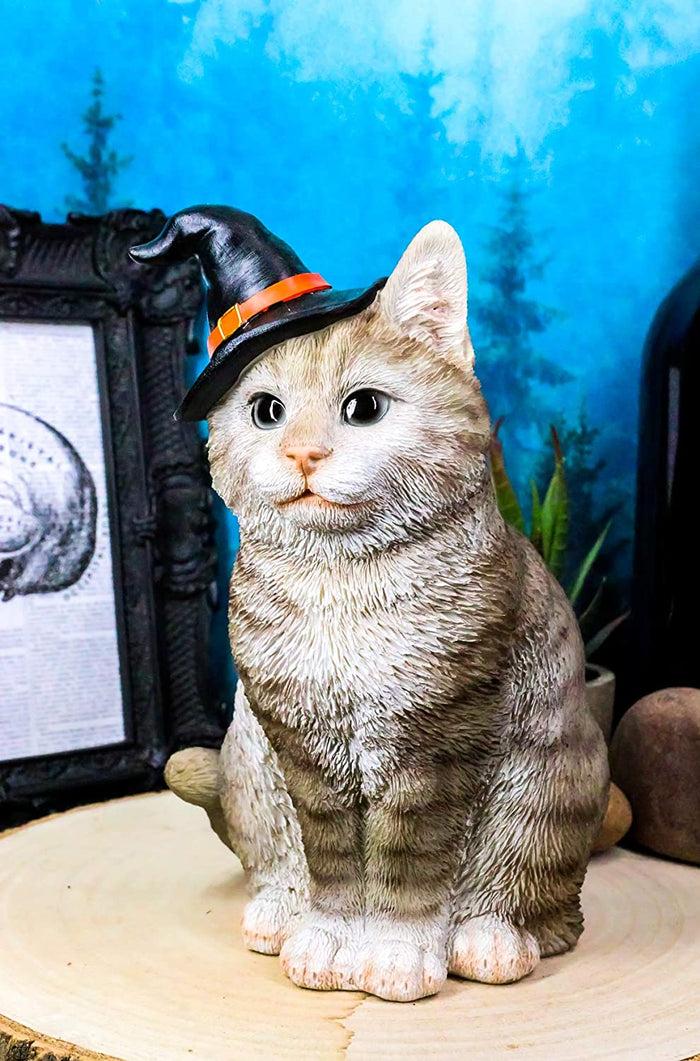 Ebros Gift Ebros Gray Tabby Cat With Wizard Witches Hat Collectible Home Decor Figurine