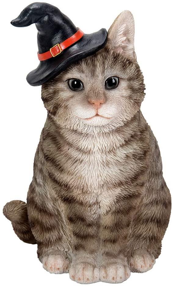 Ebros Gift Ebros Gray Tabby Cat With Wizard Witches Hat Collectible Home Decor Figurine