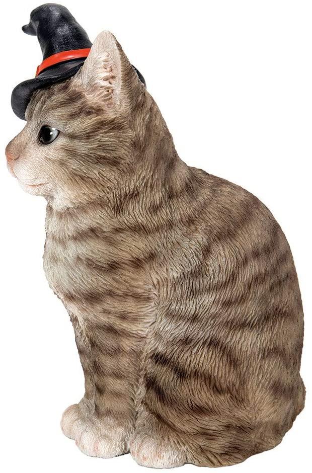 Ebros Gift Ebros Gray Tabby Cat With Wizard Witches Hat Collectible Home Decor Figurine