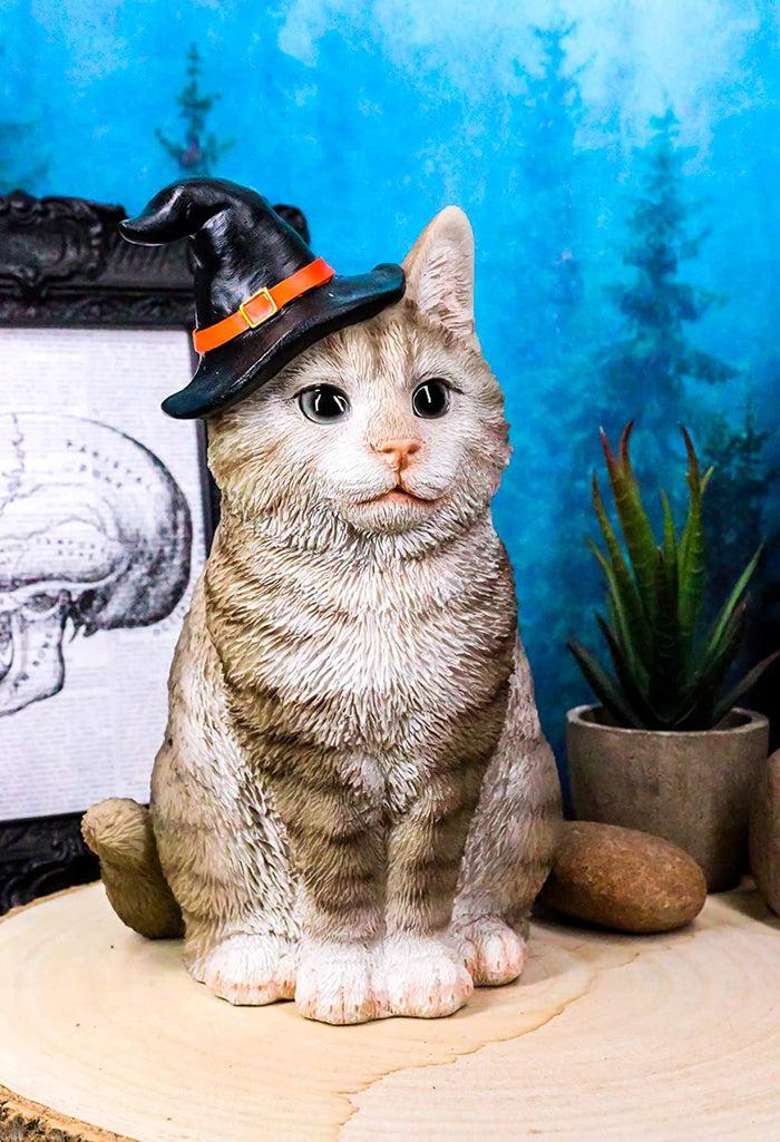 ebros gift Ebros Gray Tabby Cat with Wizard Witches Hat Collectible Home Decor Figurine